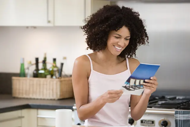 Woman reading brochure