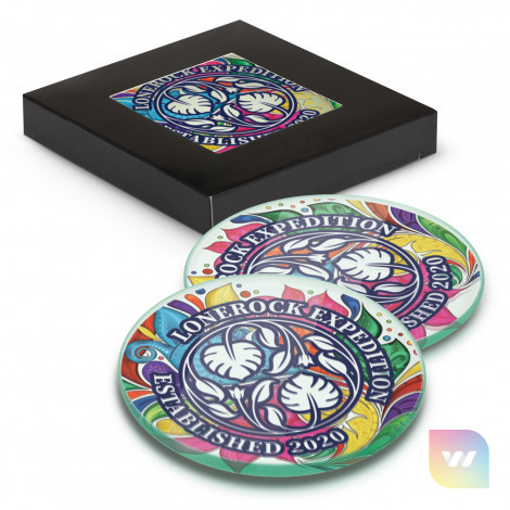 120165 - Venice Glass Coaster - Set of 2 - Round - Full Colour