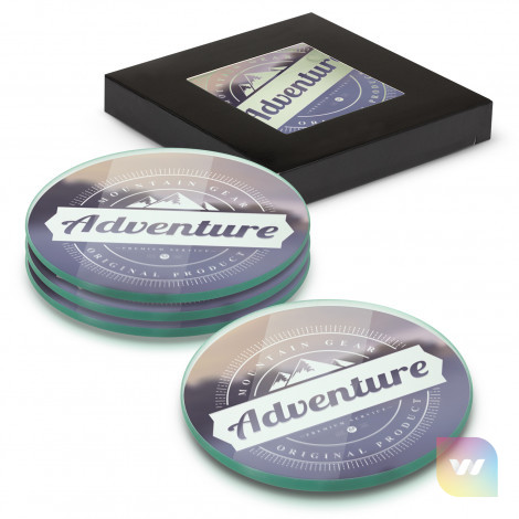 120167 - Venice Glass Coaster - Set of 4 - Round - Full Colour