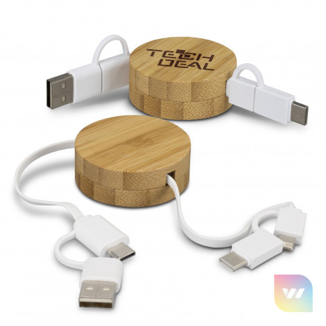 124859 - Bamboo Retractable Charging Cable