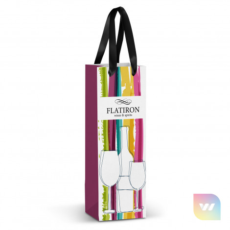 127176 - Champagne Ribbon Handle Paper Bag - Full Colour